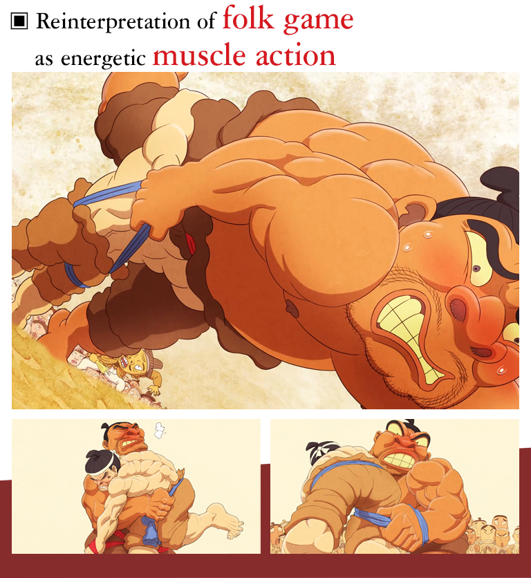 Reinterpretation of folk game as energetic muscle action